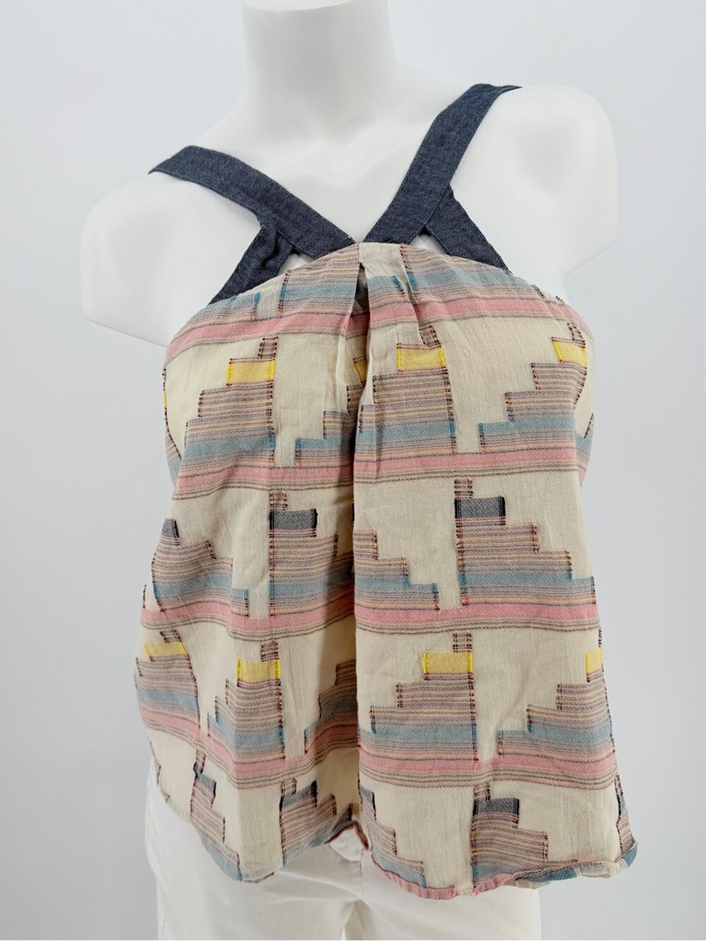 patchwork halter top aztec southwestern print 100% cotton cowgirl chic medium